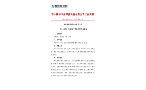 青海濮耐高新材料有限公司一期、二期、三期項(xiàng)目節(jié)能驗(yàn)收工作簡報
